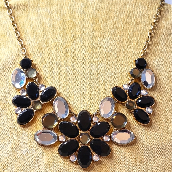 Kate Spade Black/Green/Clear Rhinestone Statement Necklace Goldtone - Picture 6 of 11